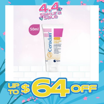 CERADAN - Hand Lotion Sanitizer (Sanitize, Protect & Moisturize + 3:1:1 Ceramide-dominant + For Eczema-prone, Dry & Sensitive Skin) 50ml