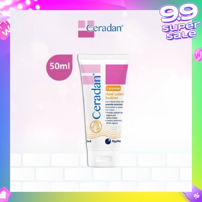 CERADAN Hand Lotion Sanitizer (Sanitize, Protect & Moisturize + 3:1:1 Ceramide-dominant + For Eczema-prone, Dry & Sensitive Skin) 50ml