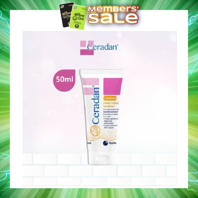 CERADAN - Hand Lotion Sanitizer (Sanitize, Protect & Moisturize + 3:1:1 Ceramide-dominant + For Eczema-prone, Dry & Sensitive Skin) 50ml