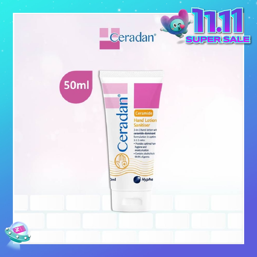 Hand Lotion Sanitizer (Sanitize, Protect & Moisturize + 3:1:1 Ceramide-dominant + For Eczema-prone, Dry & Sensitive Skin) 50ml
