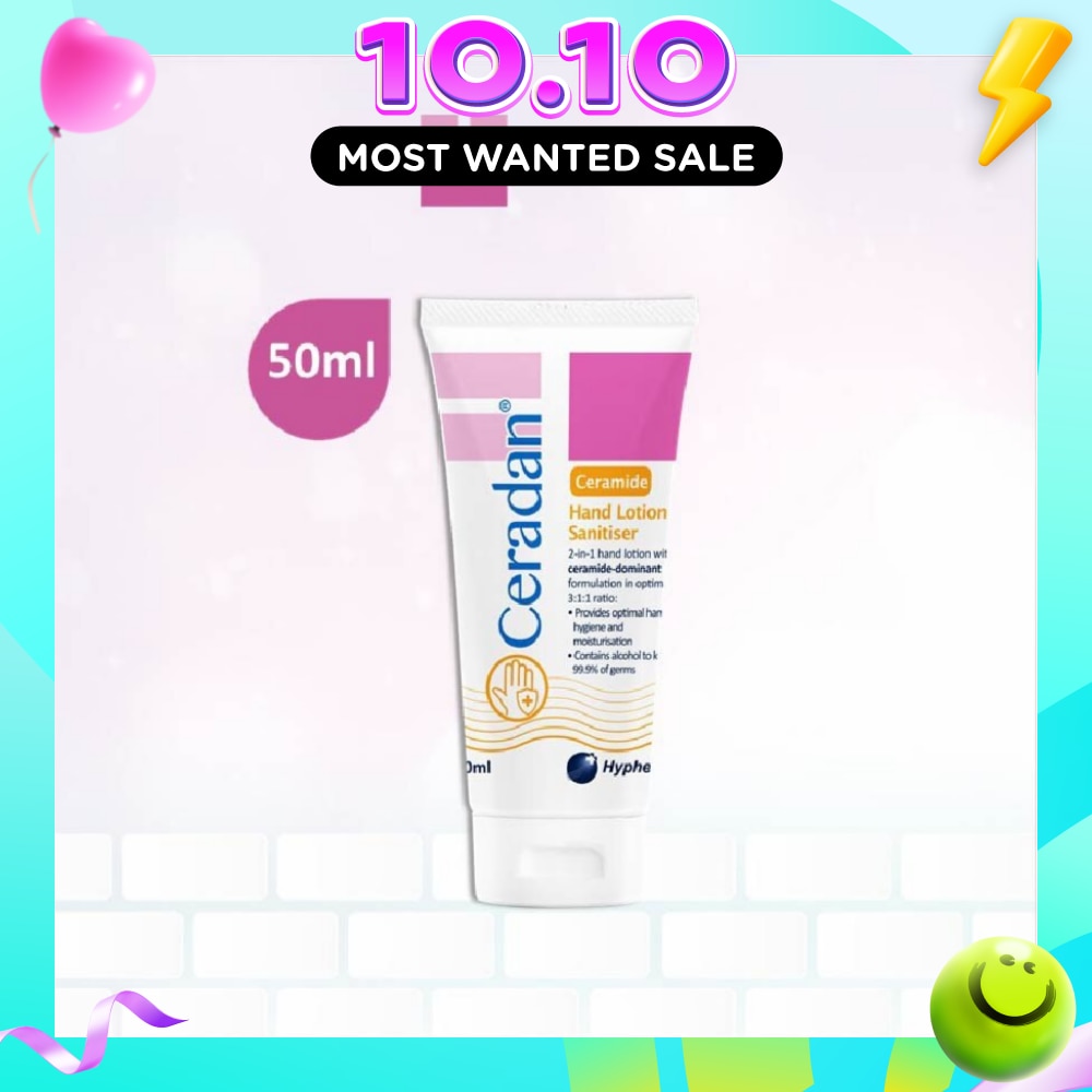 Hand Lotion Sanitizer (Sanitize, Protect & Moisturize + 3:1:1 Ceramide dominant + For Eczema prone, Dry & Sensitive Skin) 50ml (Expiry: Jul`2027) image