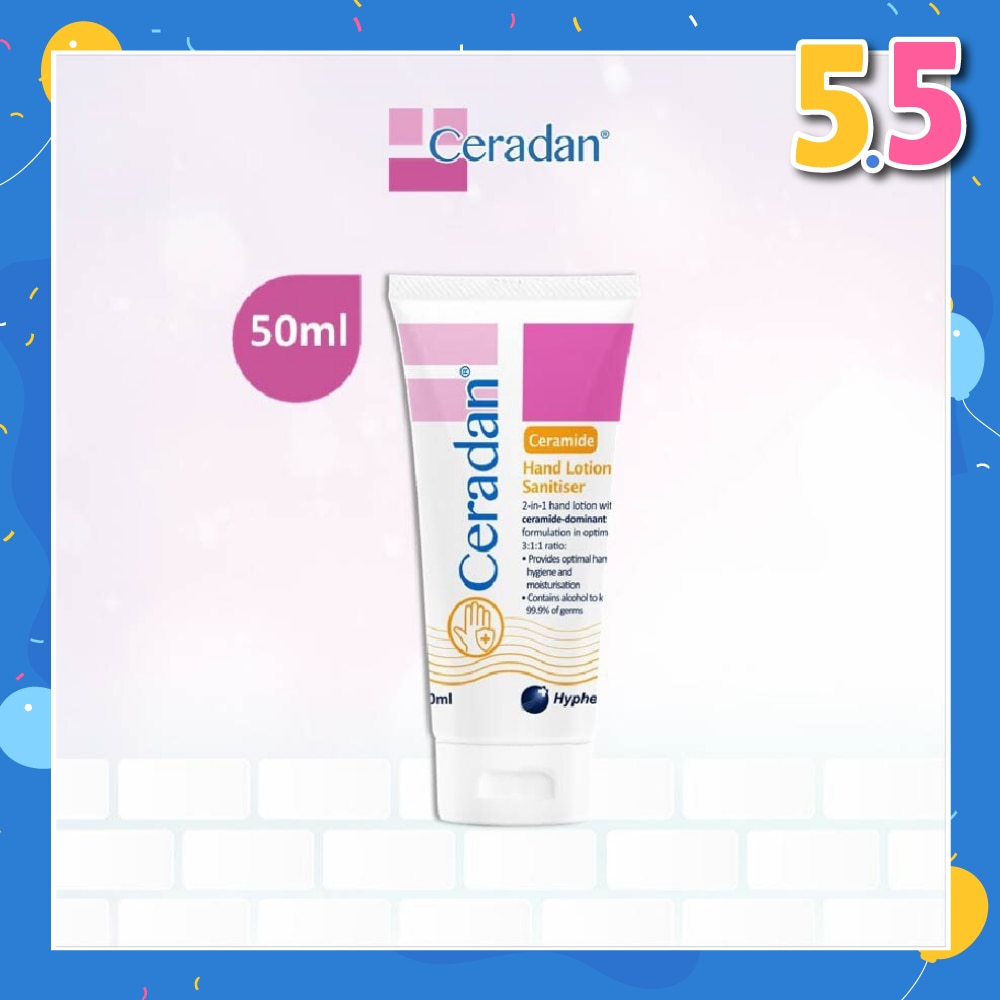 Hand Lotion Sanitizer (Sanitize, Protect & Moisturize + 3:1:1 Ceramide-dominant + For Eczema-prone, Dry & Sensitive Skin) 50ml