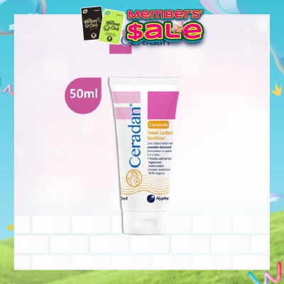 CERADAN - Hand Lotion Sanitizer (Sanitize, Protect & Moisturize + 3:1:1 Ceramide-dominant + For Eczema-prone, Dry & Sensitive Skin) 50ml