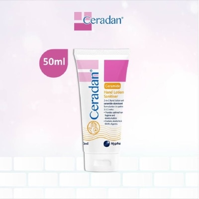 CERADAN Hand Lotion Sanitizer (Sanitize, Protect & Moisturize + 3:1:1 Ceramide-dominant + For Eczema-prone, Dry & Sensitive Skin) 50ml