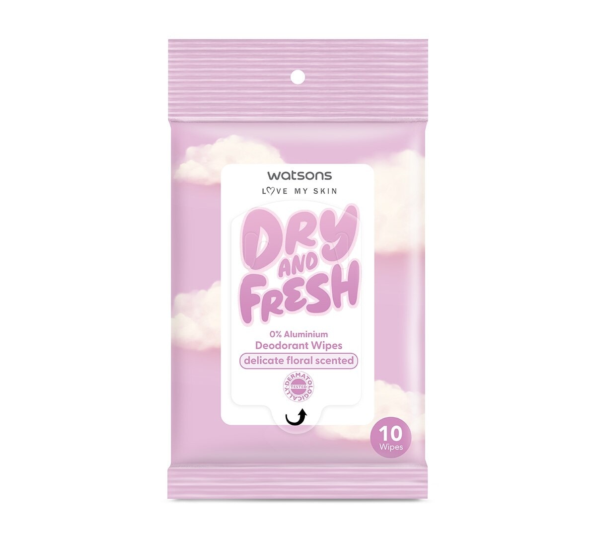 Dry And Fresh Deodorant Wipes Delicate Floral Scented (0% Aluminium, Dermatologically Tested) 10s