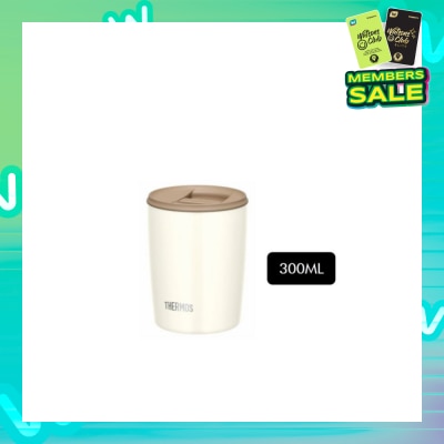 THERMOS JDP-300 Stainless Steel Vacuum Insulated Dishwasher-safe Tumbler Cup with Lid (Keeps Drink Cold or Hot Up to 2 Hours) White 300ml