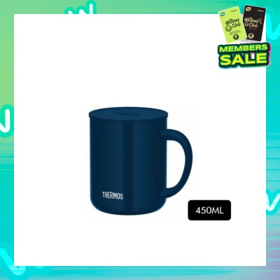 THERMOS JDG-451C Stainless Steel Vacuum Insulated Mug with Handle and Lid (Keeps Drink Cold or Hot Up to 2 Hours) Navy 450ml