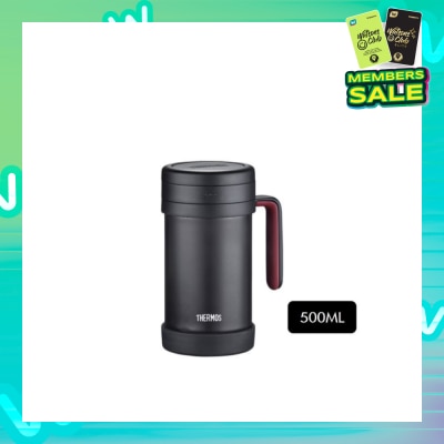 THERMOS TCMF-501 Stainless Steel Vacuum Insulated Mug with Handle and Strainer (Keeps Drink Cold or Hot) Black 500ml