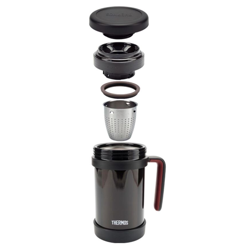 TCMF-501 Stainless Steel Vacuum Insulated Mug with Handle and Strainer (Keeps Drink Cold or Hot) Black 500ml