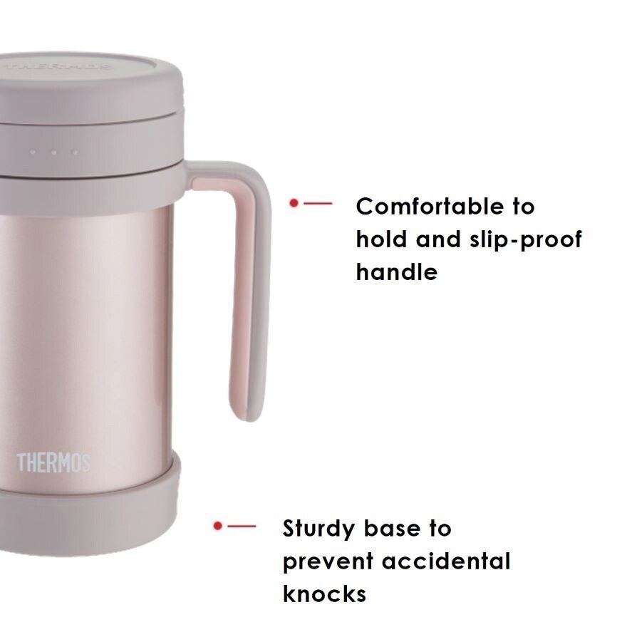 TCMF-501 Stainless Steel Vacuum Insulated Mug with Handle and Strainer (Keeps Drink Cold or Hot) Cacao 500ml