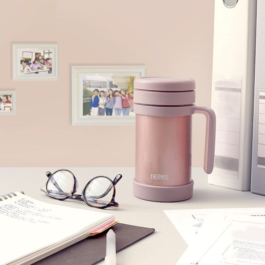 TCMF-501 Stainless Steel Vacuum Insulated Mug with Handle and Strainer (Keeps Drink Cold or Hot) Cacao 500ml