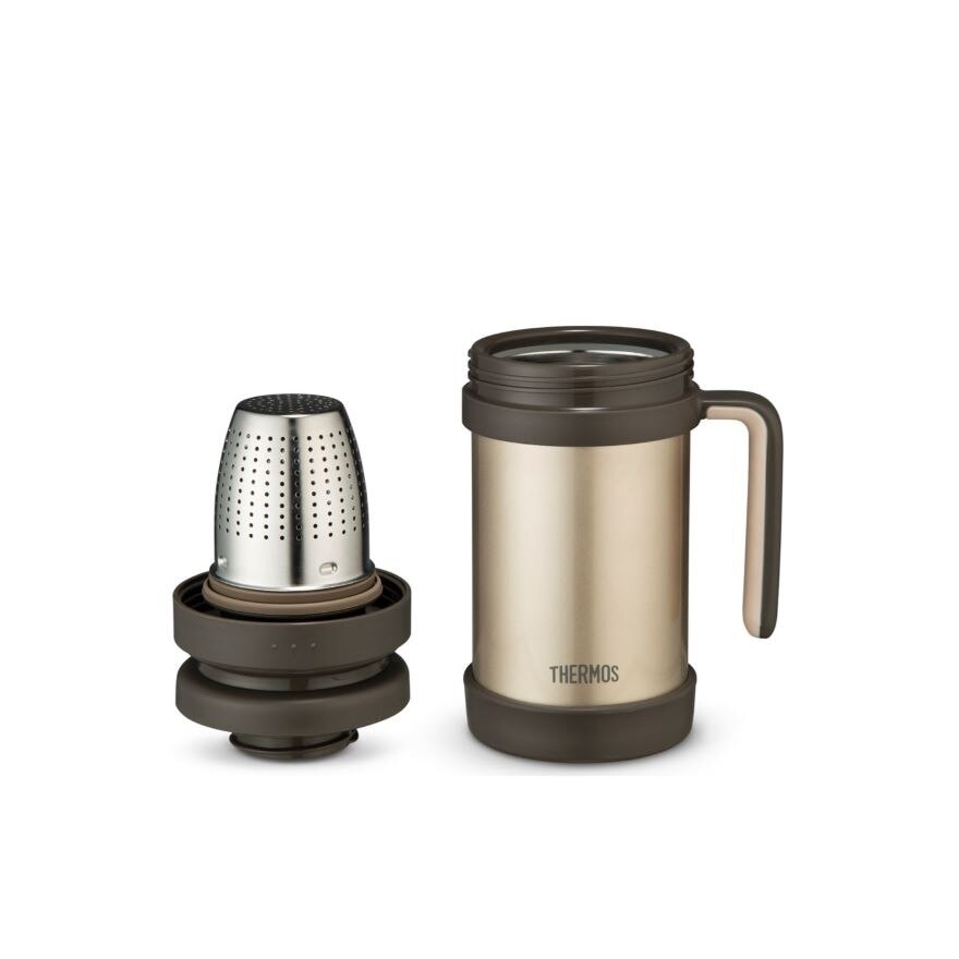 TCMF-501 Stainless Steel Vacuum Insulated Mug with Handle and Strainer (Keeps Drink Cold or Hot) Gold 500ml