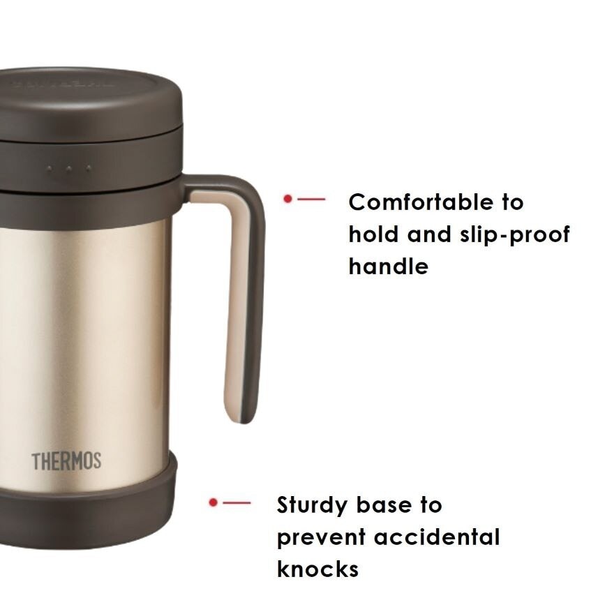 TCMF-501 Stainless Steel Vacuum Insulated Mug with Handle and Strainer (Keeps Drink Cold or Hot) Gold 500ml