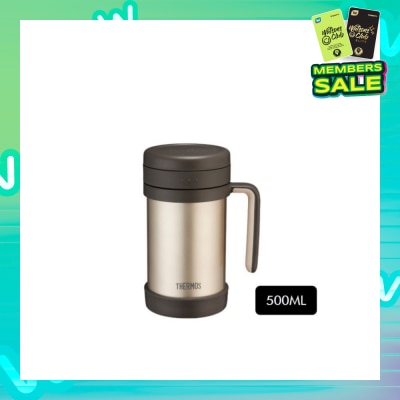 THERMOS TCMF-501 Stainless Steel Vacuum Insulated Mug with Handle and Strainer (Keeps Drink Cold or Hot) Gold 500ml