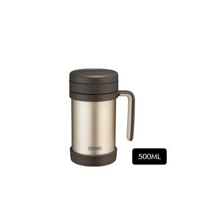 THERMOS TCMF-501 Stainless Steel Vacuum Insulated Mug with Handle and Strainer (Keeps Drink Cold or Hot) Gold 500ml