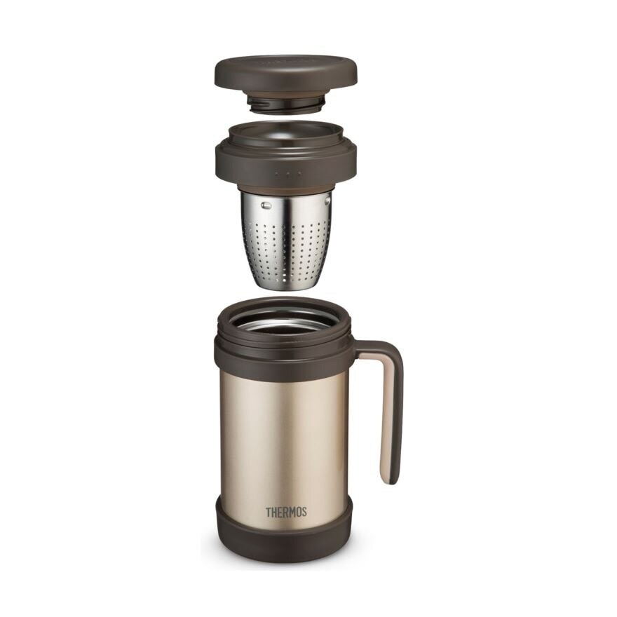 TCMF-501 Stainless Steel Vacuum Insulated Mug with Handle and Strainer (Keeps Drink Cold or Hot) Gold 500ml