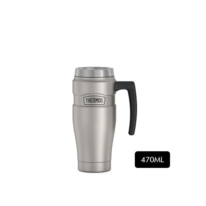 SK-1000 Vacuum Insulated Stainless King Travel Mug with Handle (Keeps Drink Cold or Hot) Matte Steel 470ml