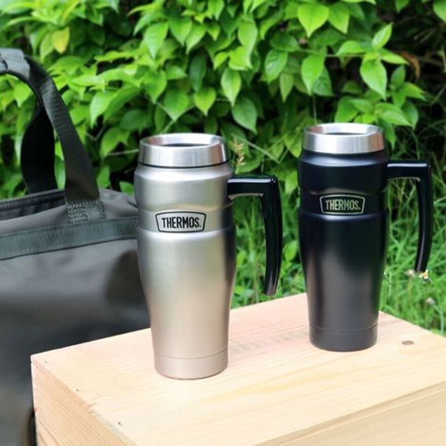 SK-1000 Vacuum Insulated Stainless King Travel Mug with Handle (Keeps Drink Cold or Hot) Matte Black 470ml