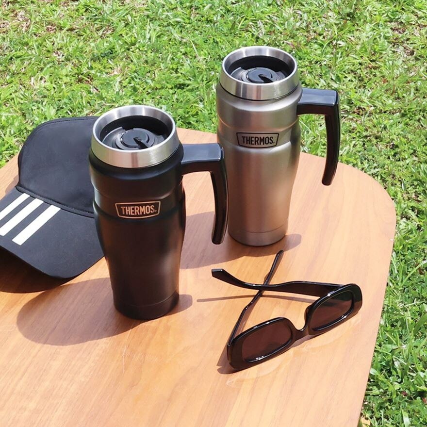 SK-1000 Vacuum Insulated Stainless King Travel Mug with Handle (Keeps Drink Cold or Hot) Matte Black 470ml