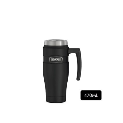 THERMOS SK-1000 Vacuum Insulated Stainless King Travel Mug with Handle (Keeps Drink Cold or Hot) Matte Black 470ml