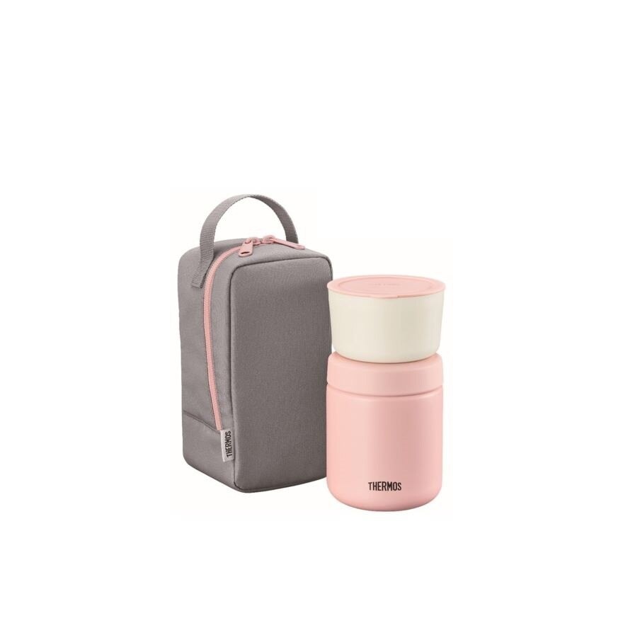 JBY-551 Lunch Set consists Food Jar 300ml + Microwave-Safe Container 250ml + Carrier Bag Pink-Gray 1s