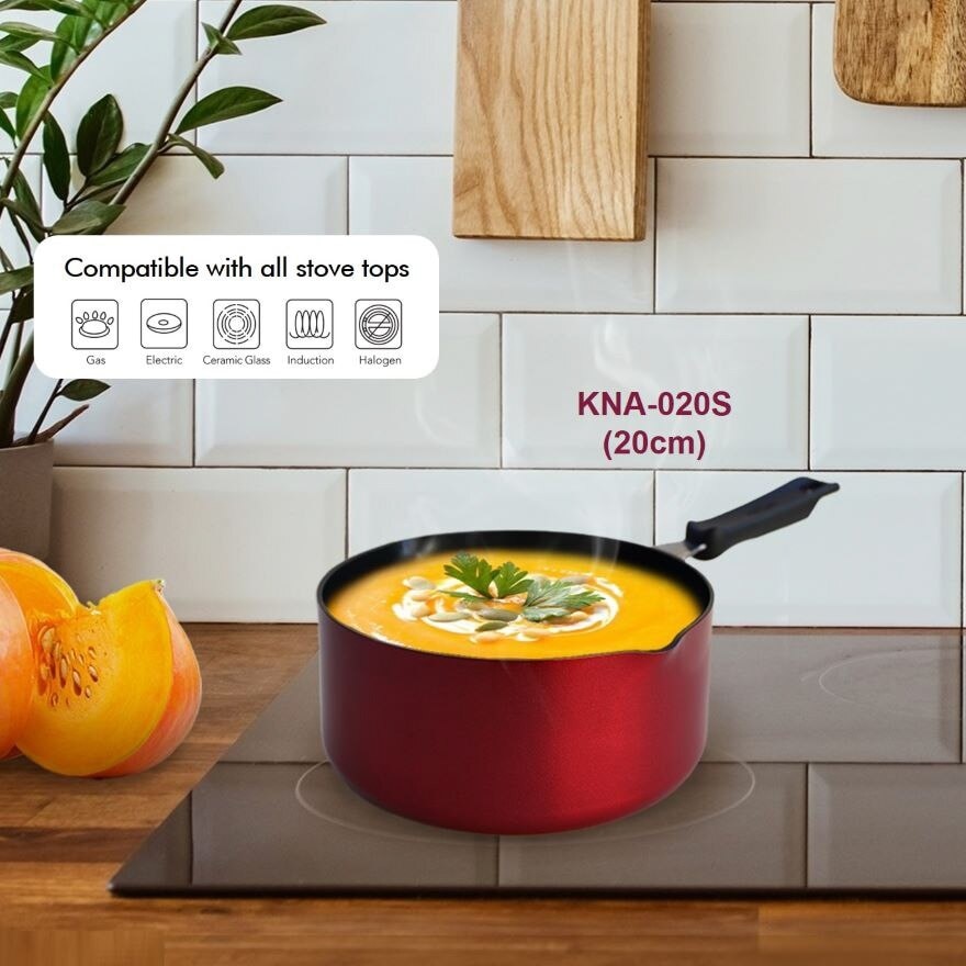 KNA-020S 20cm Non-Stick Cooking Pot with Double Pouring Mouths (durable PTFE Non-Stick Coating; PFOS/PFOA-free and SGS approved) 2.7L