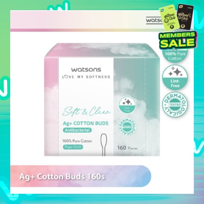 WATSONS Ag+ Cotton Buds Antibacterial (100% Pure Cotton) 160s