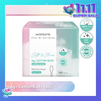 WATSONS Ag+ Cotton Buds Antibacterial (100% Pure Cotton) 160s