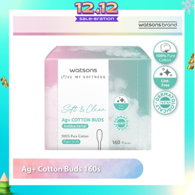 WATSONS Ag+ Cotton Buds Antibacterial (100% Pure Cotton) 160s