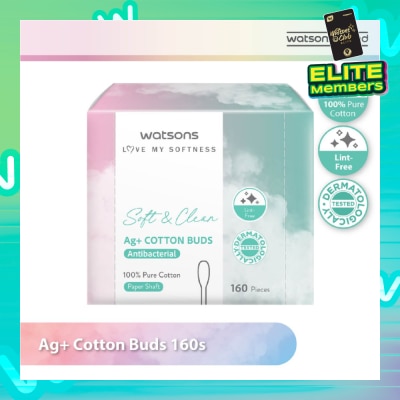 WATSONS Ag+ Cotton Buds Antibacterial (100% Pure Cotton) 160s