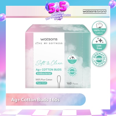 WATSONS - Ag+ Cotton Buds Antibacterial (100% Pure Cotton) 160s