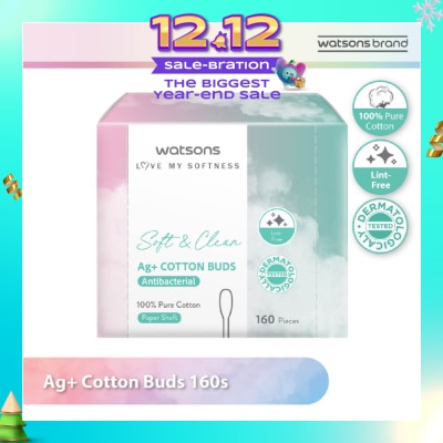 WATSONS Ag+ Cotton Buds Antibacterial (100% Pure Cotton) 160s