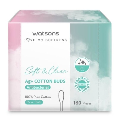 WATSONS Ag+ Cotton Buds Antibacterial (100% Pure Cotton) 160s