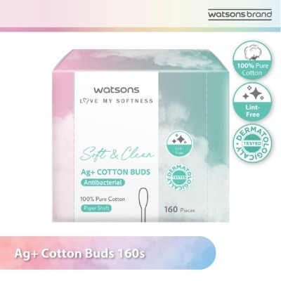 WATSONS Ag+ Cotton Buds Antibacterial (100% Pure Cotton) 160s