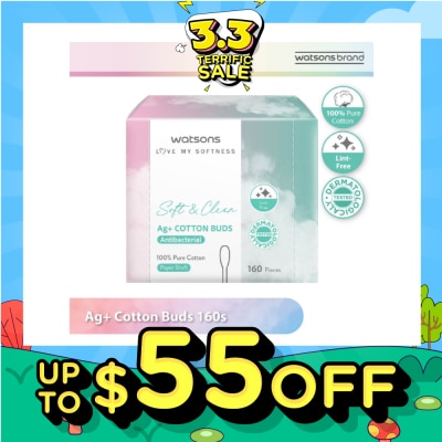 WATSONS Ag+ Cotton Buds Antibacterial (100% Pure Cotton) 160s