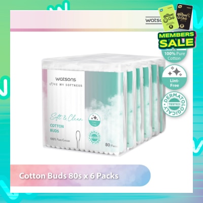 WATSONS Cotton Buds (100% Pure Cotton) 80s X 6s