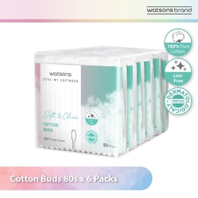 WATSONS Cotton Buds (100% Pure Cotton) 80s X 6s