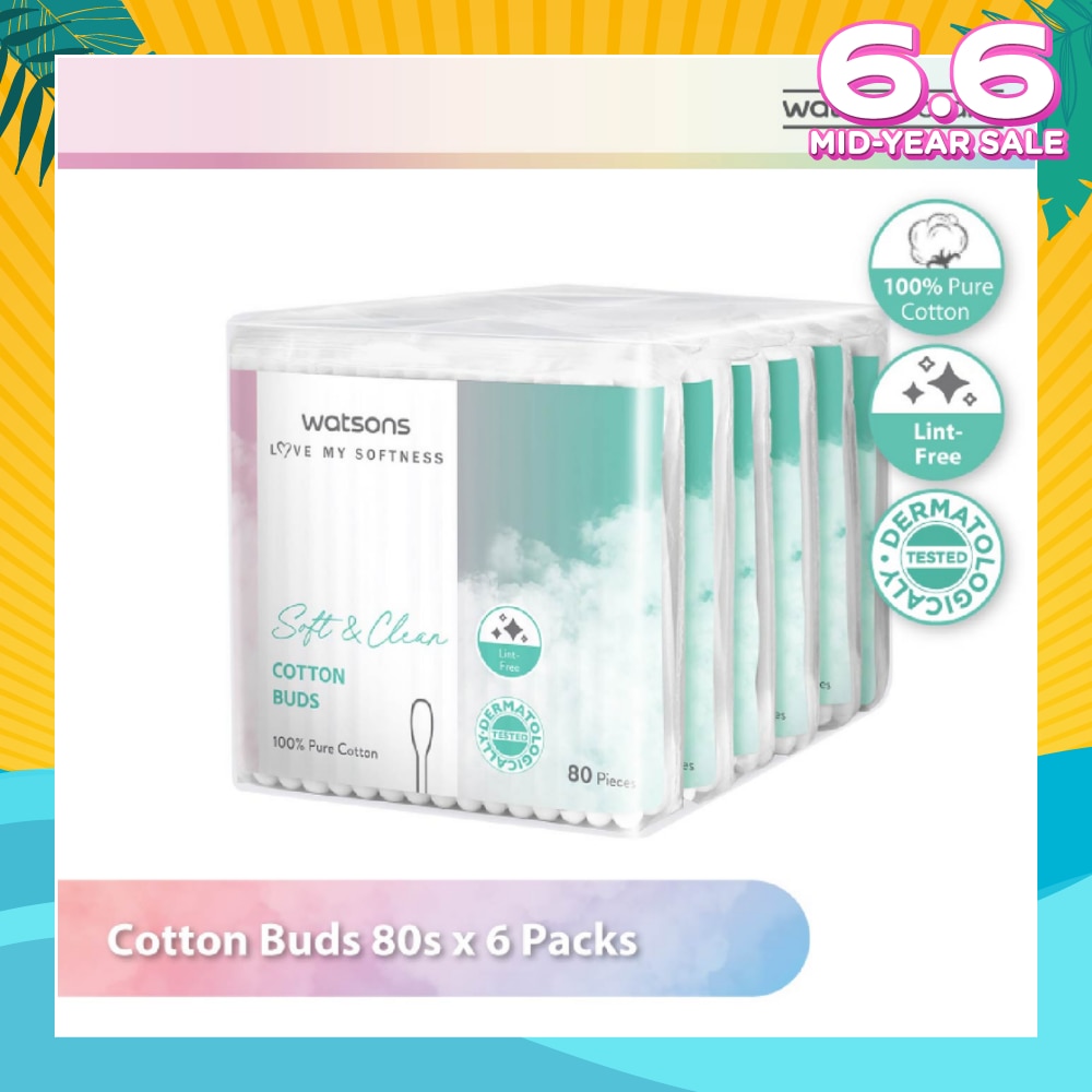 Cotton Buds (100% Pure Cotton) 80s X 6s