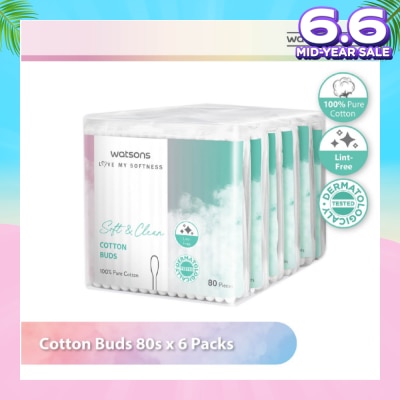 WATSONS Cotton Buds (100% Pure Cotton) 80s X 6s