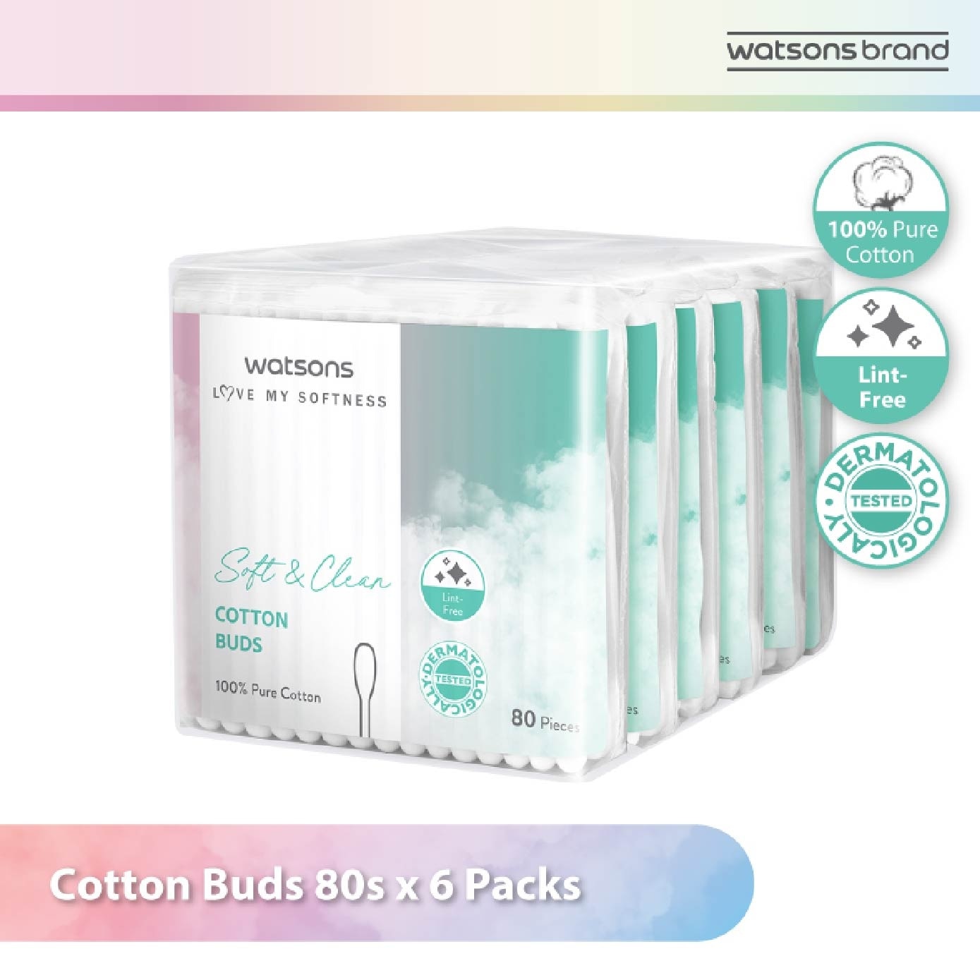 Cotton Buds (100% Pure Cotton) 80s X 6s