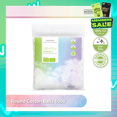 WATSONS Round Cotton Balls (100% Pure Cotton) 100s