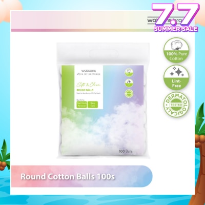 WATSONS Round Cotton Balls (100% Pure Cotton) 100s