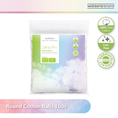 WATSONS Round Cotton Balls (100% Pure Cotton) 100s