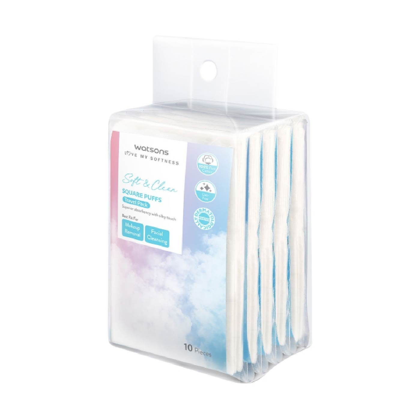 Square Puffs Travel Pack (100% Pure Cotton) 10s x 5s