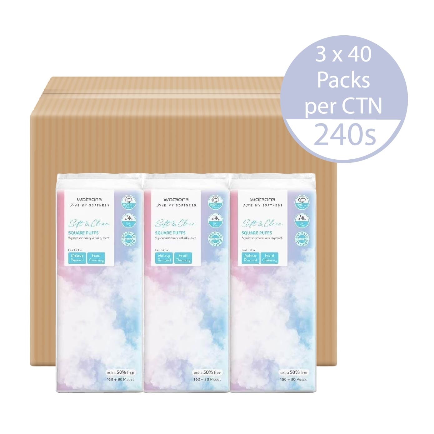 Square Puffs 160s+8os (50% Free) X 3s X 40s Carton