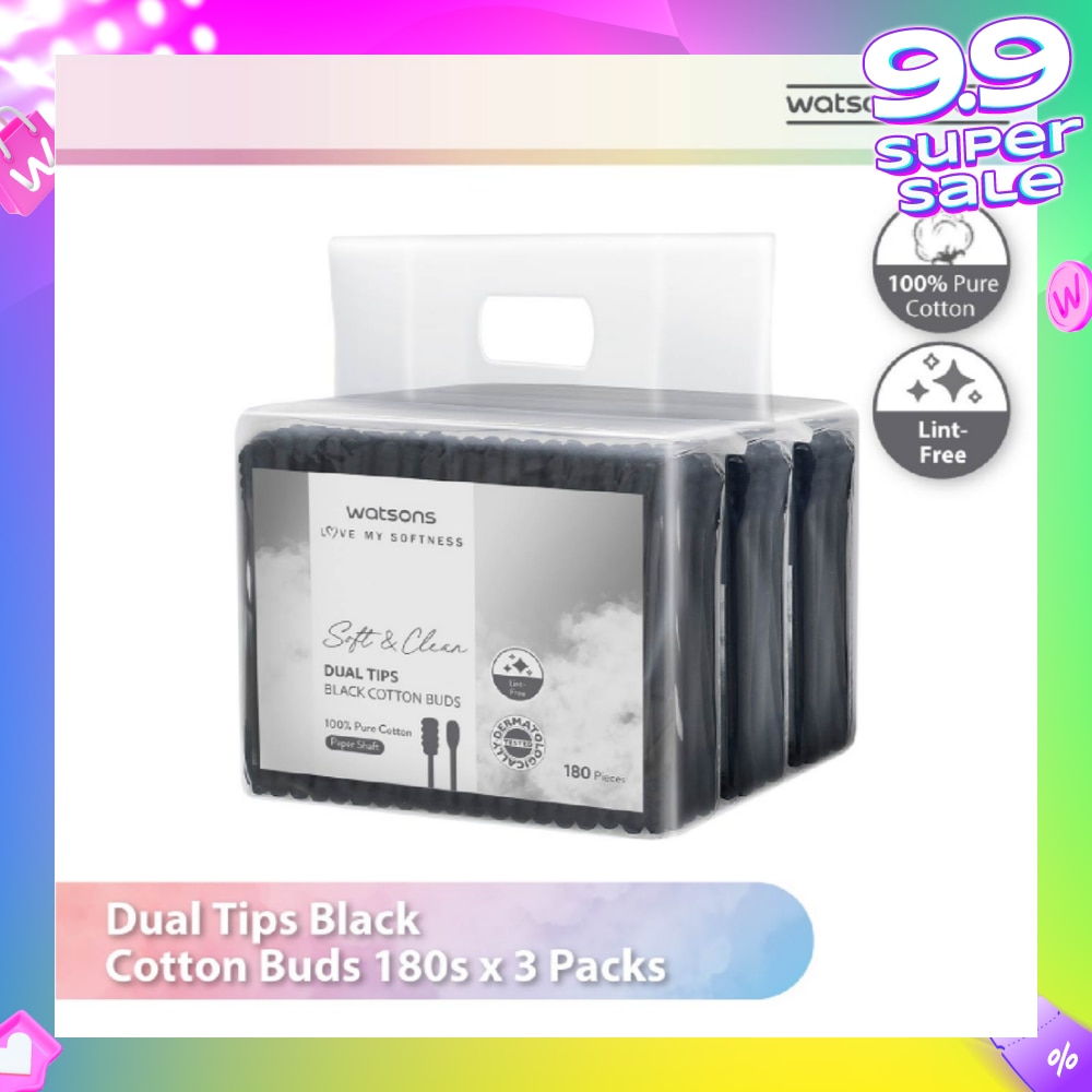 Dual Tips Black Cotton Buds (100% Pure Cotton) 180s X 3s