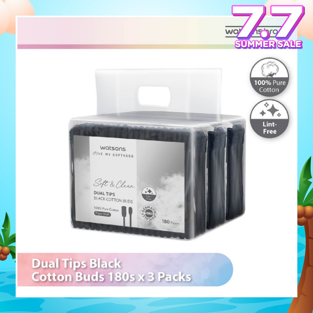 Dual Tips Black Cotton Buds (100% Pure Cotton) 180s X 3s