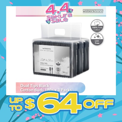 WATSONS - Dual Tips Black Cotton Buds (100% Pure Cotton) 180s X 3s