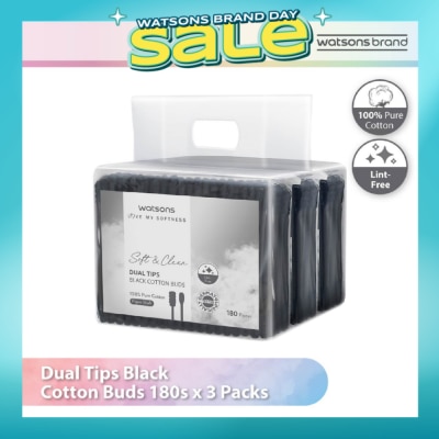 WATSONS - Dual Tips Black Cotton Buds (100% Pure Cotton) 180s X 3s