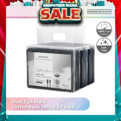 WATSONS - Dual Tips Black Cotton Buds (100% Pure Cotton) 180s X 3s